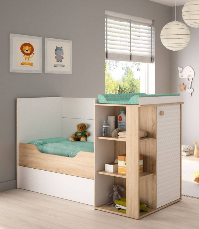 Lit Compact Evolutif 60x120, chene sonoma et uni blanc galipette intimi 06-18- — vue 4 sur 4
