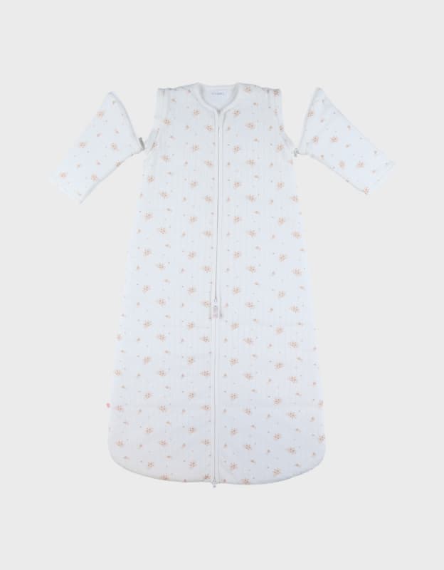 Vf Gigoteuse Nomade Pointelle Bambou-coton - Fleurs d'Antan, blanc rose 100cm vintage flowers noukie's — vue 1 sur 5