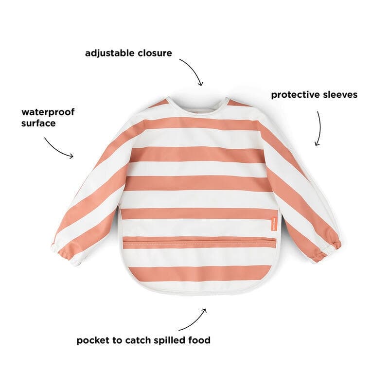 Bavoir Manches avec Poche Stripes, papaye done by deer news feb 2023 — vue 3 sur 4