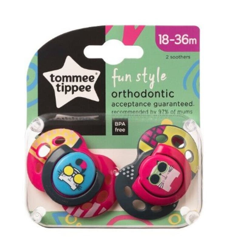 Sucette Ctn Fun 18m+ Fille X2, tommee tippee multicolore