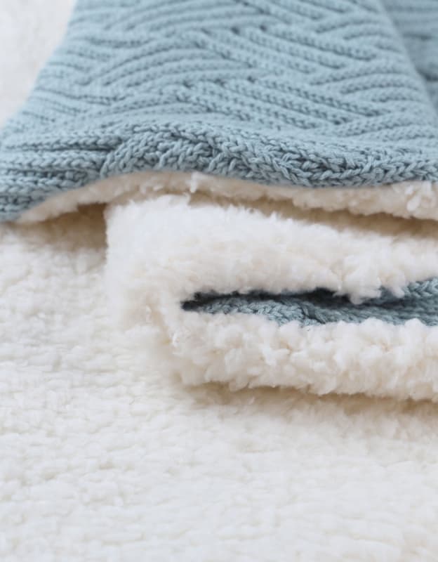 M&m24 Couverture Tricot Ice Blue avec Sherpa 75x100, bleu 75x100 cm mix & match noukies permanent — vue 4 sur 4