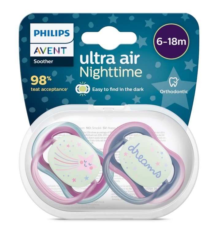 Sucette Ultra Air Nuit - Lot de 2 - 6-18 Mois - Phosphorescent, philips avent — vue 2 sur 2