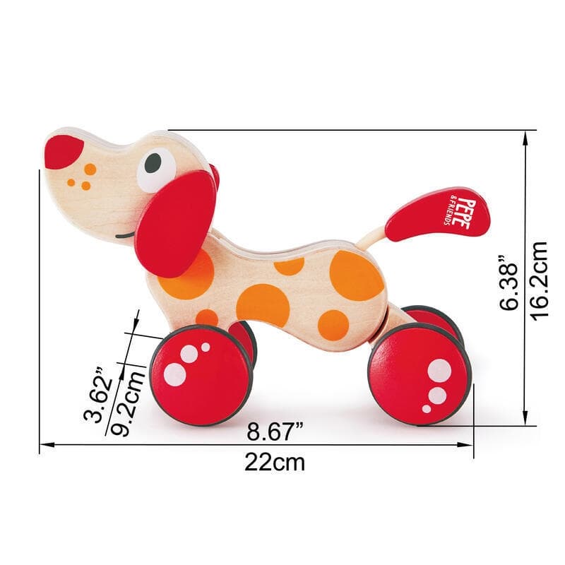Puppy, jouet ã tirer hape bois et rouge 11 * 9,2 * 16,2 cm e-2023 — vue 3 sur 5