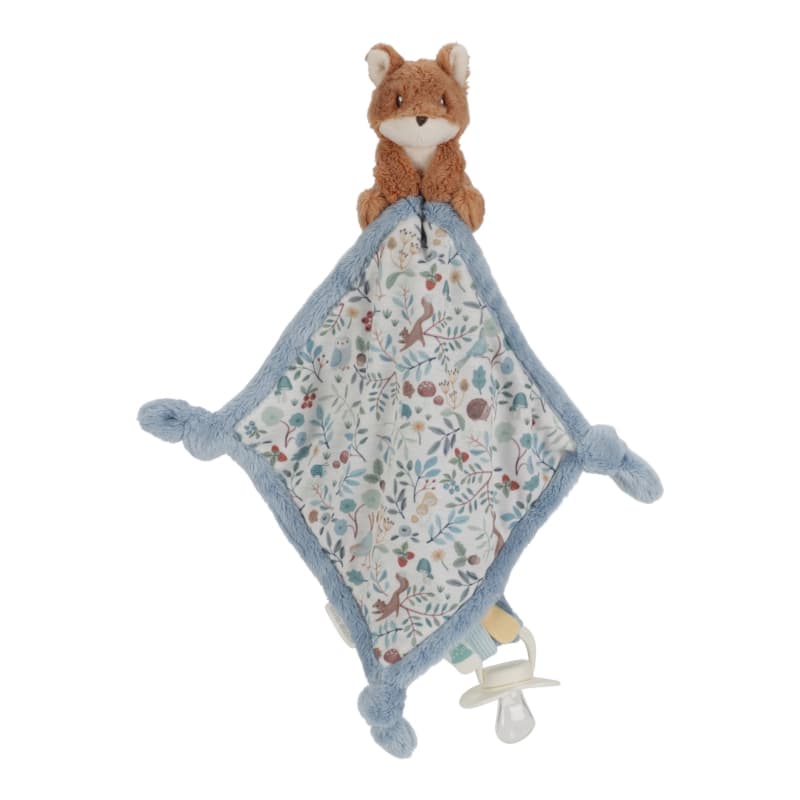 Doudou Carre Renard, bleu marron multicolore forest friends little dutch — vue 1 sur 2