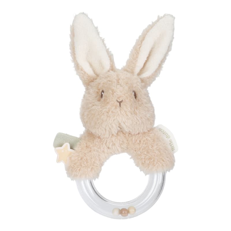 Anneau Hochet Lapin, blanc beige 0m+ baby bunny little dutch 05-24 — vue 7 sur 8