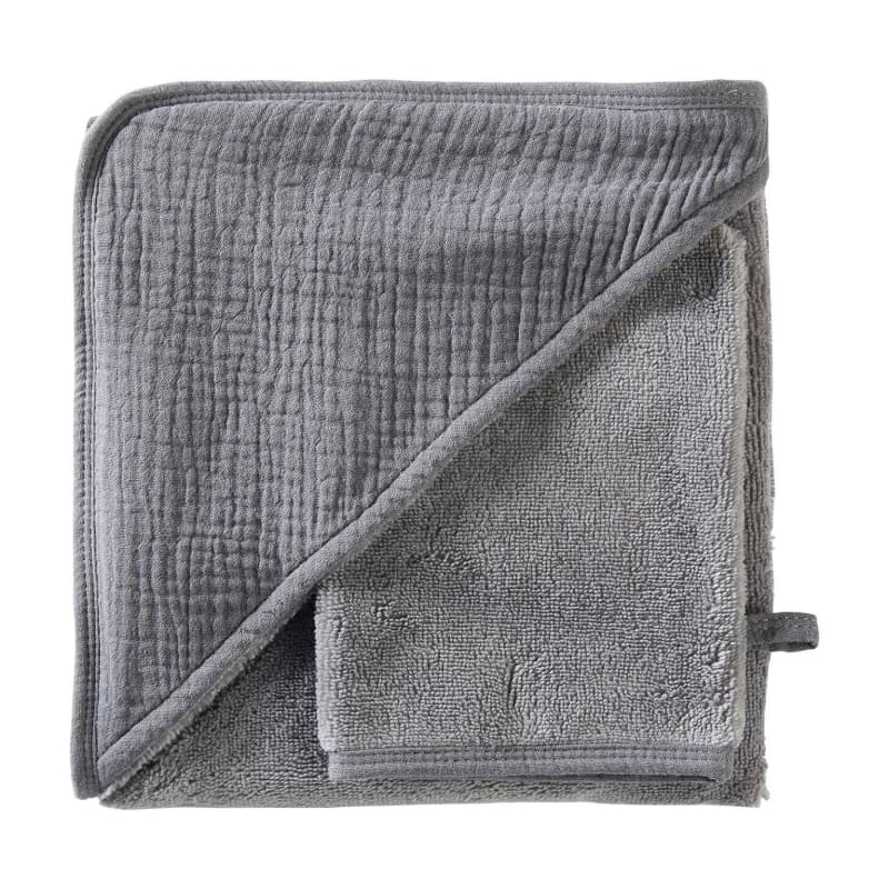 Cape de Bain + Gant Bambou & Gaze - Mix&match, mix&match gris 0-24 mois per — vue 1 sur 2