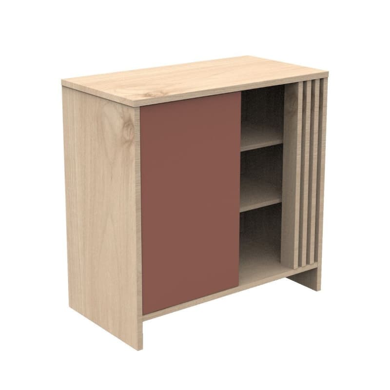 Commode 1 Porte Terracotta, tokyo meuble chêne suave - terracotta — vue 3 sur 5