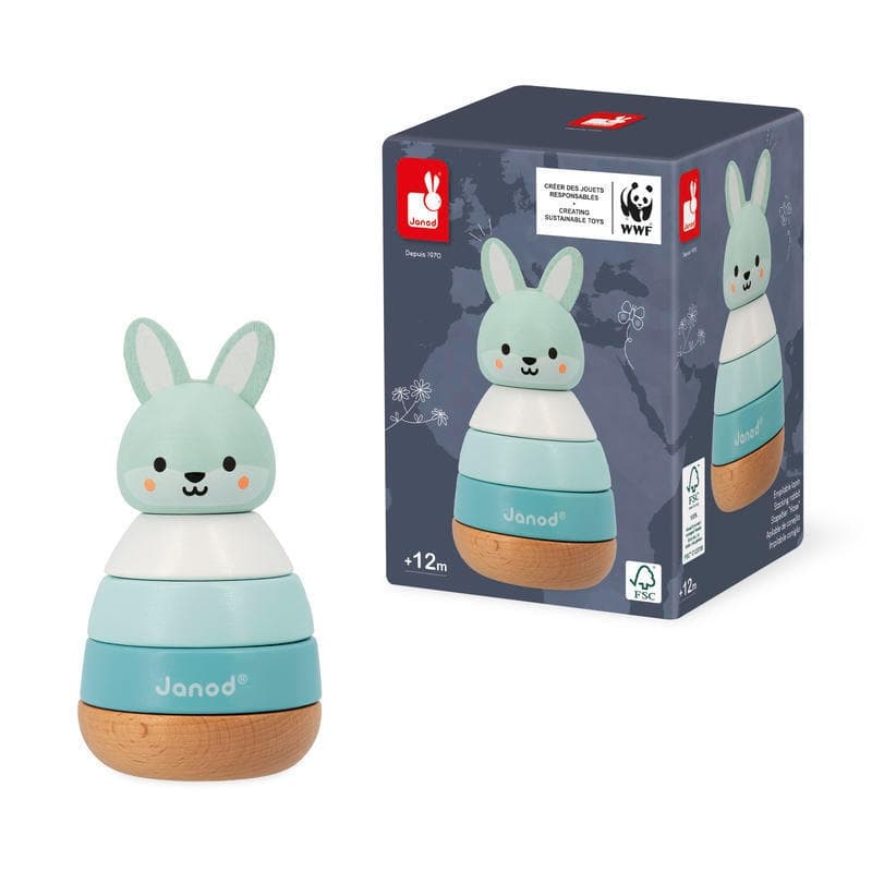 Partenariat Wwf - Empilable Lapin, wwf janod bleu p-23 e-23 — vue 4 sur 5