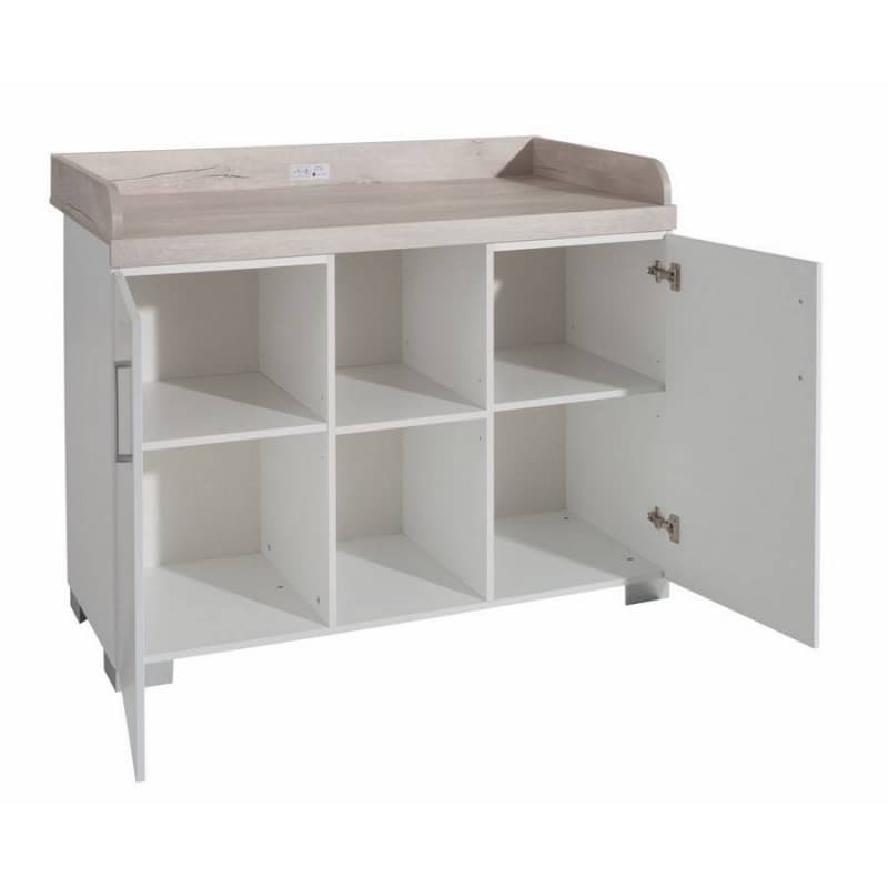 Commode a Langer 2 Pavec 2 Compartiments Ouverts, metamorphose chene nautik/blanc craie — vue 3 sur 4