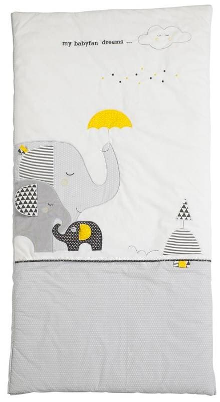 Edredon Babyfan, babyfan sauthon baby deco blanc/gris 120x60 per