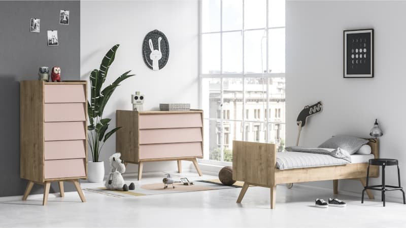 Commode, vintage bois/rose — vue 3 sur 3