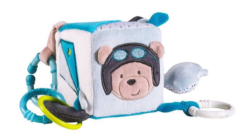 Cube Activite Lazare, 9x9cm bleu/marron sauthon baby deco per lazare