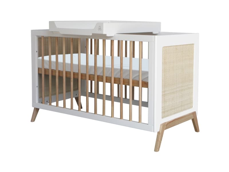 Marelia Lit 60 X 120 Cm Facade Tressage Rotin, théo neige — vue 2 sur 3