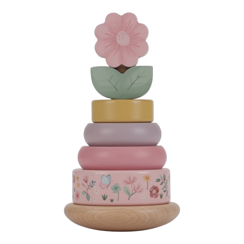Tour Anneaux a Empiler Bois Fsc, bleu jaune vert bois multicolore fairy garden little dutch — vue 2 sur 3