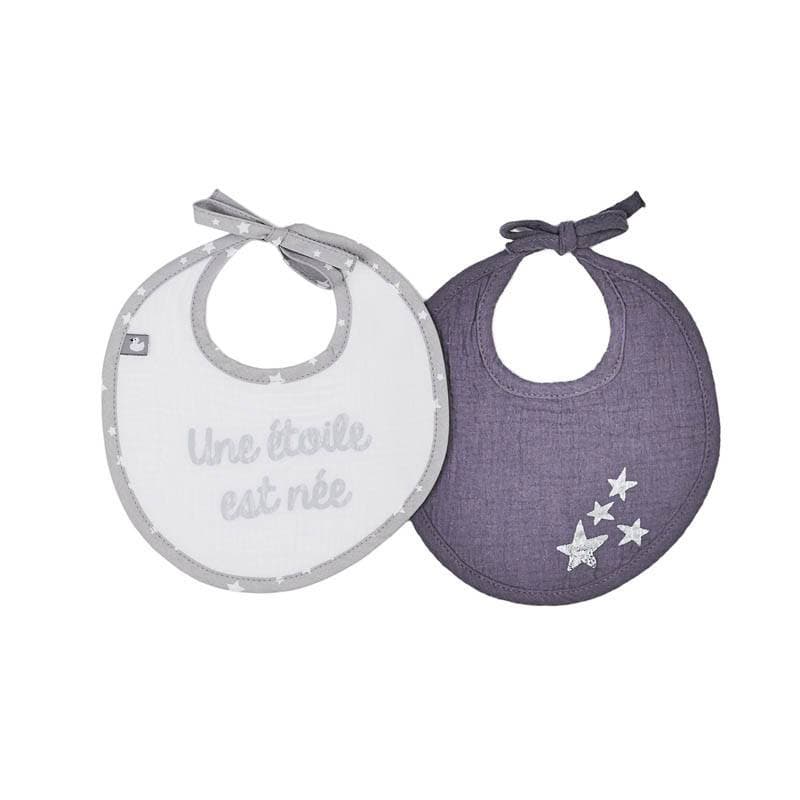 Lot de 2 Bavoirs Naissance en Gaze - une Etoile Est Nee, bb&co une étoile est née naissance per