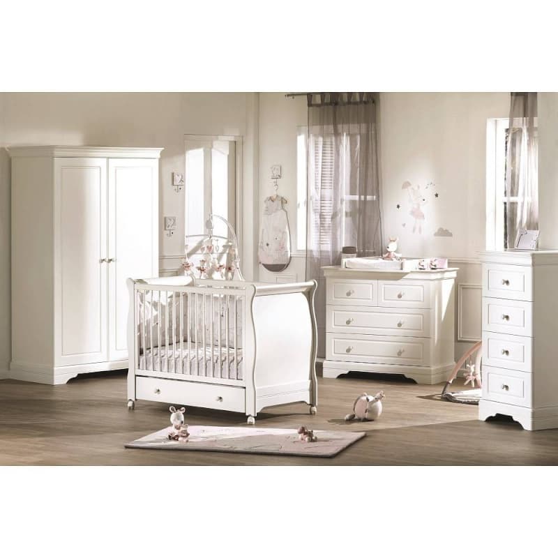 Lit Bebe Galerie Coulissante, Panneaux Galbes Elo, elodie blanc sauthon signature blanc l125 h94 p67 — vue 2 sur 3