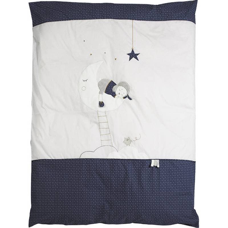 Housse de Couette + Taie Merlin, merlin sauthon baby deco bleu/blanc 100x135/60x40 — vue 1 sur 3