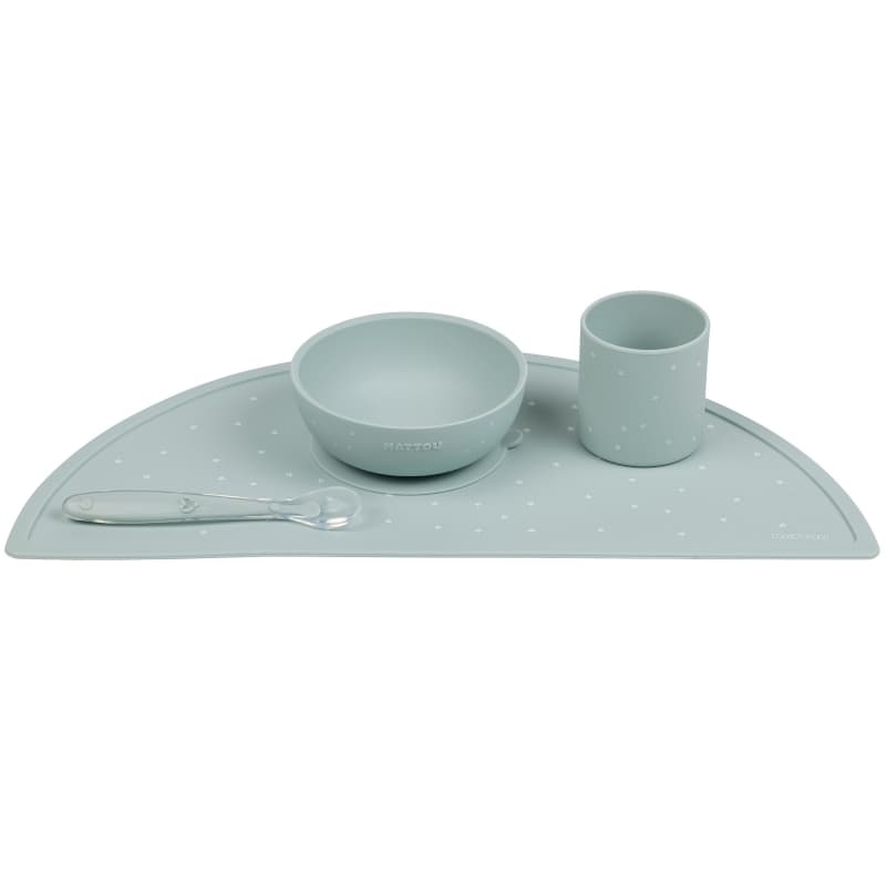 Coffret Repas Silicone 4 Pieces avec Set de Table, vert etoile nattou — vue 1 sur 4