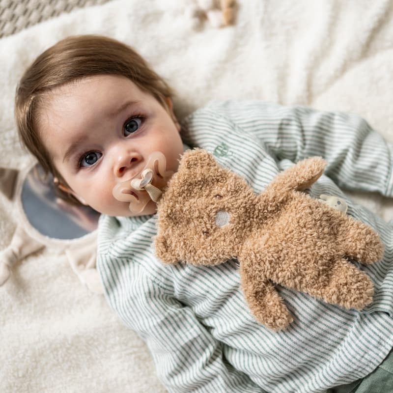 Doudou Attache Tetine, ours teddy bouclette nattou 25/07 — vue 2 sur 3