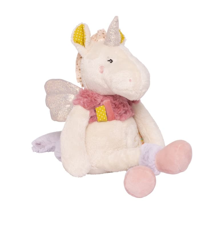 Poupee Licorne, lilou & perlin textile creme et rose pale h-18