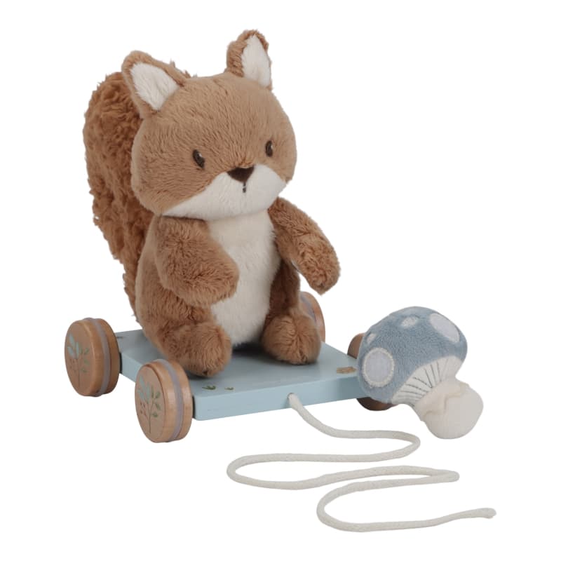 Peluche a Tirer Ecureuil Fsc, rose marron beige bois forest friends little dutch — vue 3 sur 4