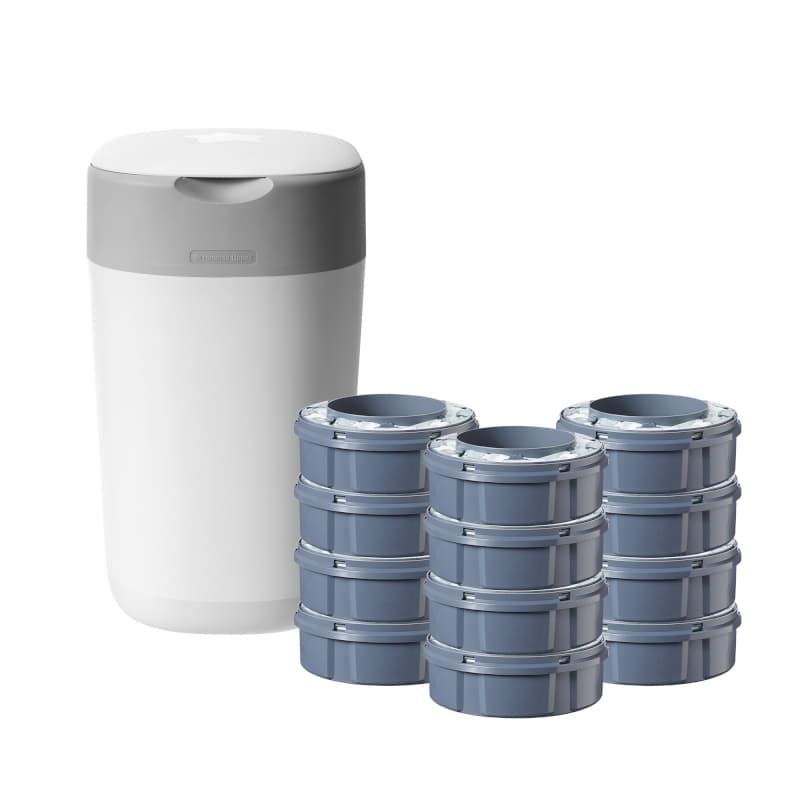 Starter Pack Twist & Click Blanc Bac + 12 Recharges, tommee tippee blanc