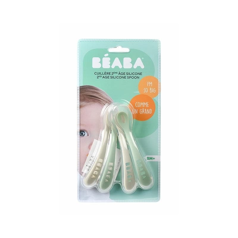 Cuilleres Silicone X4, velvet grey/sage green 2eme age beaba — vue 3 sur 3