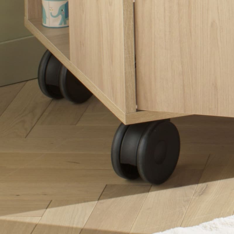 Kit 4 Roulettes Noires pour Commode Ilot, chene suave ilot bebe sauthon — vue 2 sur 4