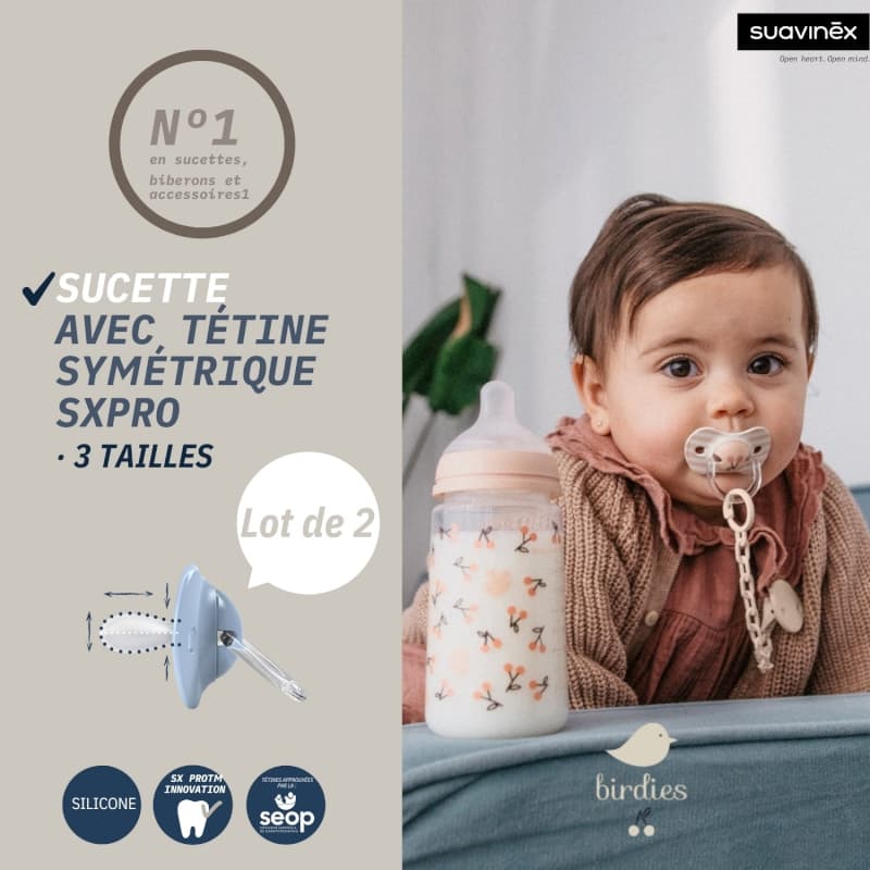 Sucettes Sxp X2, beige 0-6m birdies suavinex — vue 2 sur 2