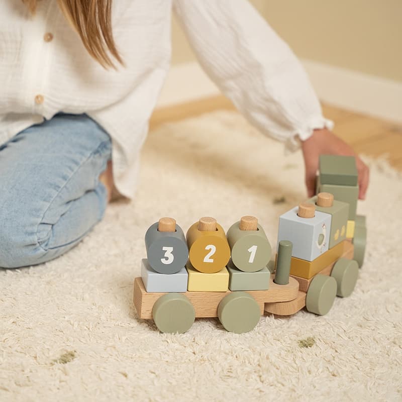 Train a Blocs en Bois Fsc Tracteur, 12m+ little farm little dutch 05-24 — vue 4 sur 5