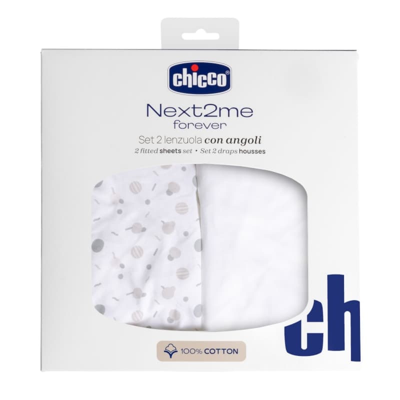 Set Draps Housse Coton Forever, confetti chicco 25/06 — vue 2 sur 2