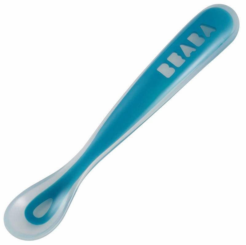 Cuillere 1er Repas Soft en Silicone Bleue, beaba beaba