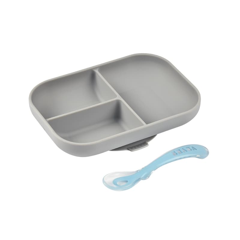 Set Repas Silicone 2 Pieces Comp, grey — vue 2 sur 2