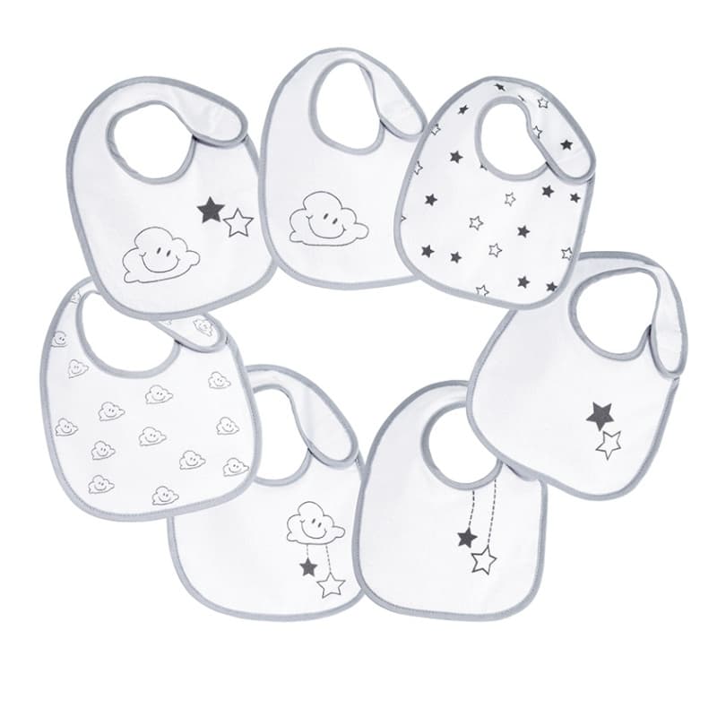 Bavoirs Lot de 7 P'tit Nuage, indispensable naissance et special hiver assortis 0-4 mois