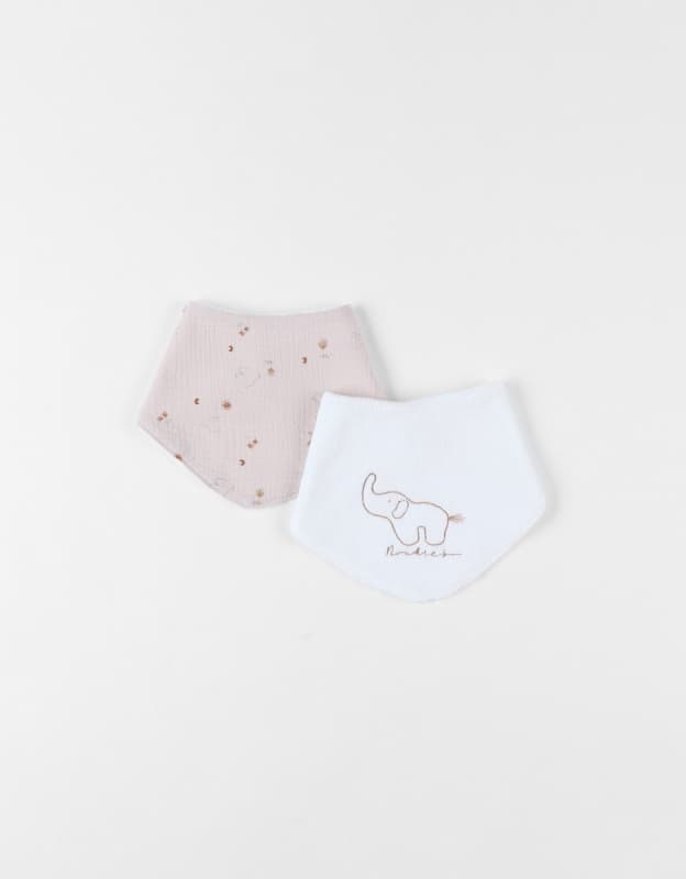 B&m Set 2 Bavoirs Bandana Eponge & Mousseline - Bali, Colombes du Bonheur, beige bali, moka & snow noukies permanent — vue 1 sur 3