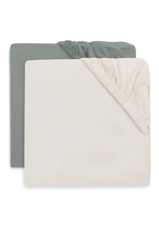 Drap-housse Jersey X2, sea green ivory 40/50x80/90cm basics jollein — vue 1 sur 3
