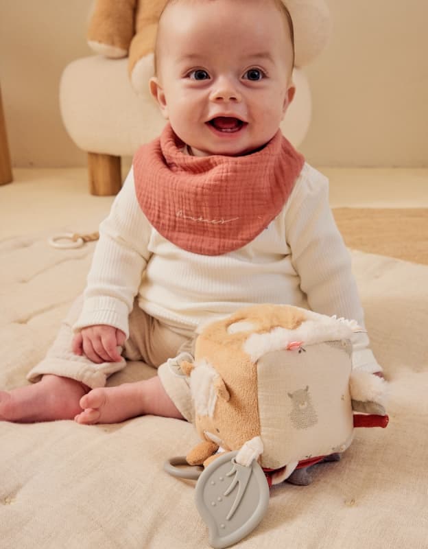Bavoirs Bandana Eponge & Gaze de Coton Bio X2, fluffy, orso & lily noukie's — vue 6 sur 6