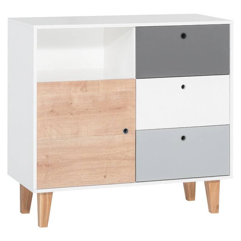 Commode Blanc Gris Bois Oak Chambre Concept, blanc/graphite/gris/bois — vue 3 sur 5