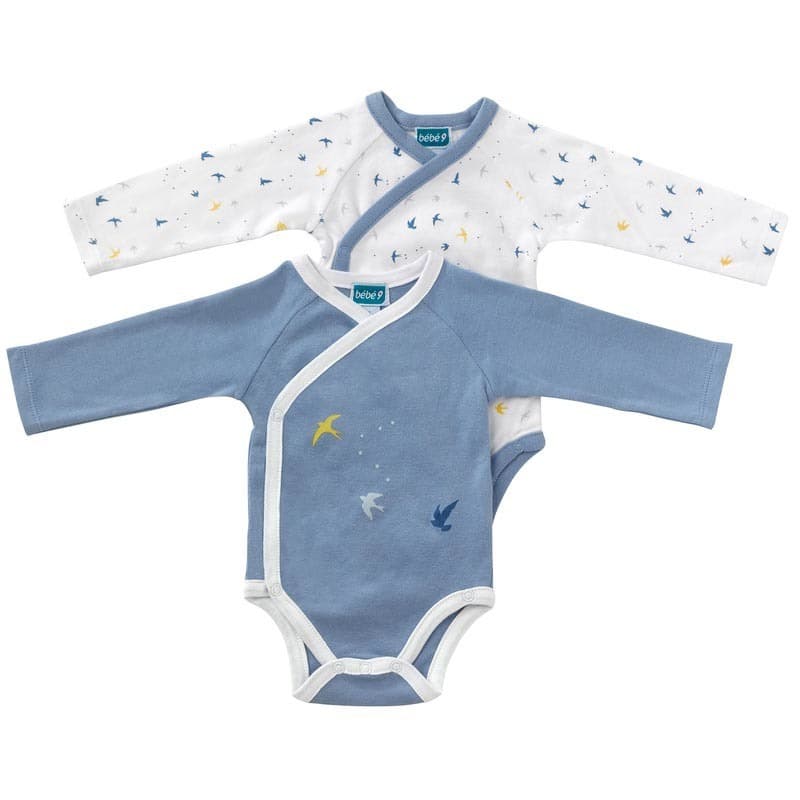 Lot de 2 Bodies 1 Mois Gaia Bleu, gaia bebe9 creation bleu 1m h-21 — vue 2 sur 3