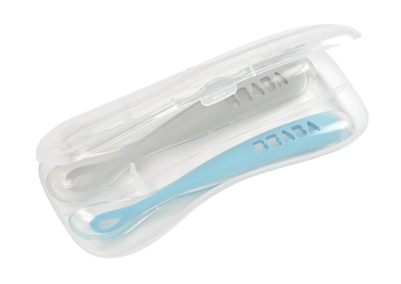 Lot de 2 Cuilleres 1er Age Silicone avec Boite de Transport Bleu, windy blue — vue 2 sur 5