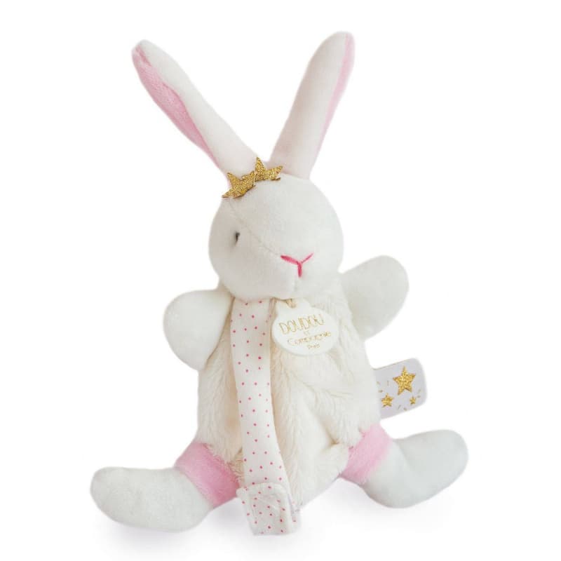 Lapin Fleurs - Doudou avec Attache Tetine, poudre de perlidoudou dc rose 15 2021 — vue 2 sur 2