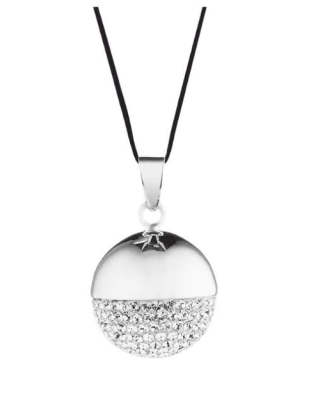 Bola Sphere Chic, Rhodium/cristaux Swarovski, avec Cordon Noir, sphere chic rhodium u