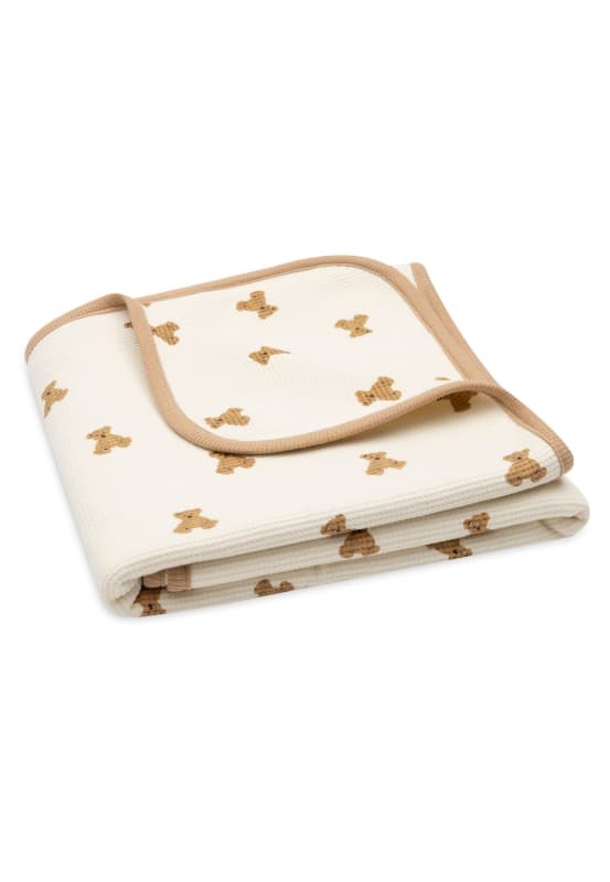 Couverture Berceau Waffle, multicolore 75x100cm teddy bear jollein — vue 4 sur 5