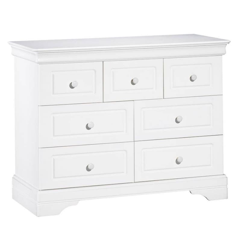 Commode 7 Tiroirs Elodie Blanc, elodie blanc sauthon signature blanc l120 h92 p53