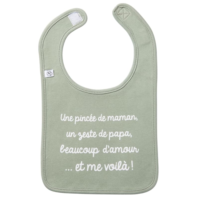 Bavoir une Pincee de Maman, bb&co vert de gris per