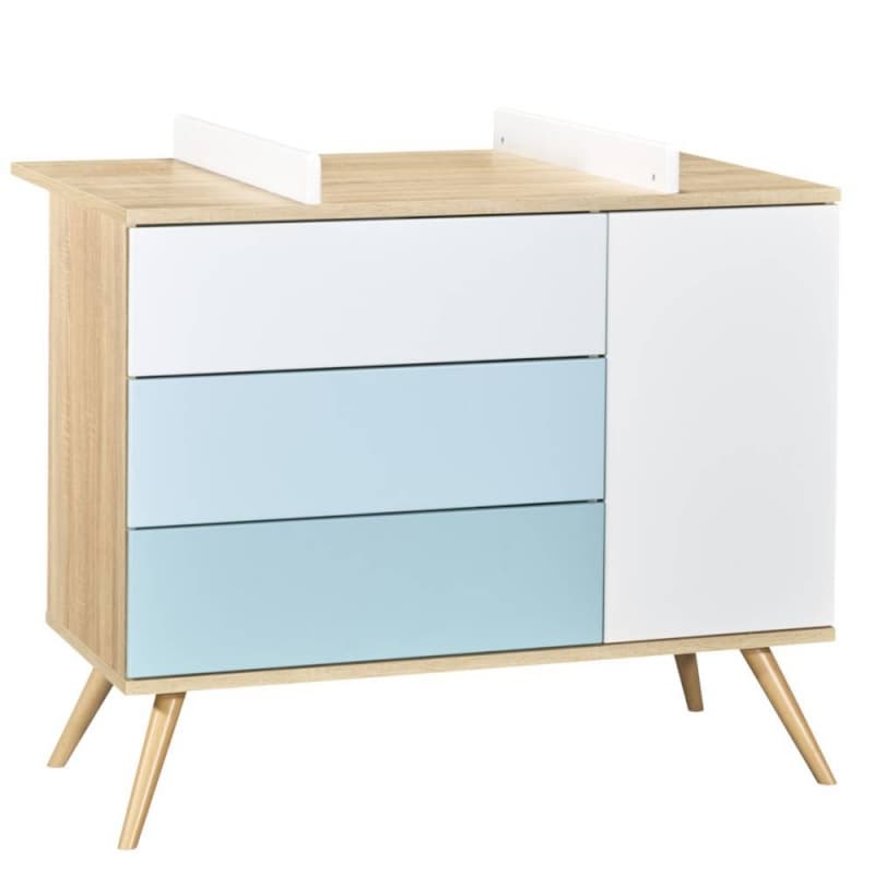 Commode 1 Porte et 3 Tiroirs Bleu Version Tiroirs Bleu Seventies, sauthon — vue 2 sur 5