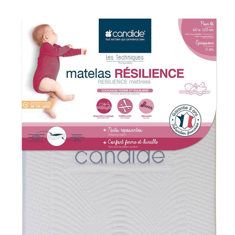 Matelas Resilience Dehoussable 60x120x11 Cm, candide — vue 1 sur 3