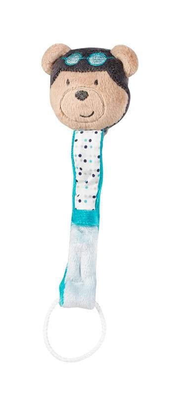 Attache Sucette Lazare, lazare sauthon baby deco bleu/marron l 19 x p 7 x
