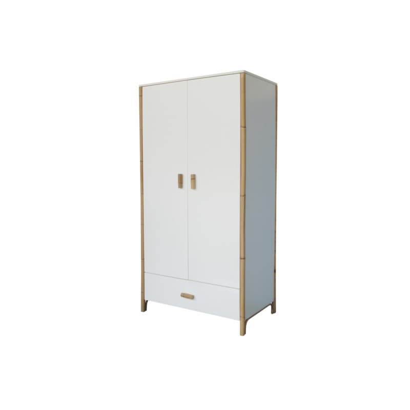 Oceane Armoire 1 Tiroir , 2 Portes. Pieds Canne Rotin, théo neige — vue 3 sur 3