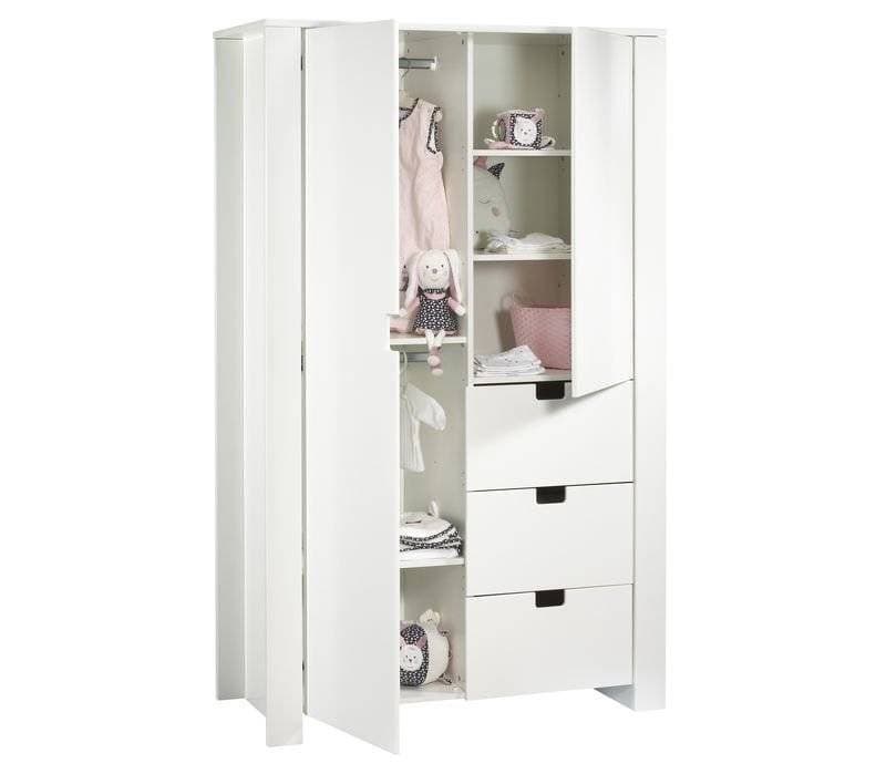 Armoire 2 Portes, 3 Tiroirs Cityblanc, cityblanc sauthon easy blanc l 117 x h 193 x p 57 — vue 1 sur 2
